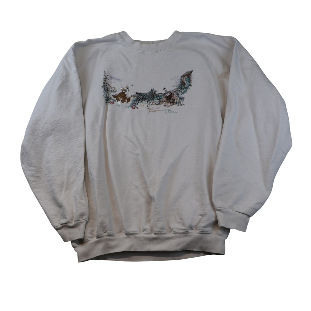 Northern Reflections Women L? Sweatshirt White Embroidered Dog Cat Vintage